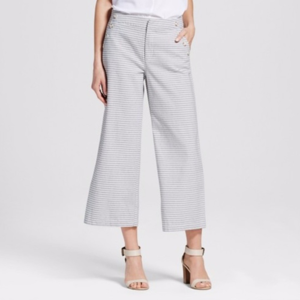 MERONA Striped Sailor Wide-Leg Crop Pants